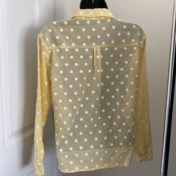 Copper Key Embroidered Dot Yellow Button Down Top Size XS - Picture 3 of 8